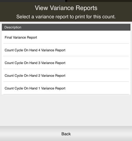 Variance Reports LIst