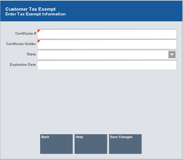 Customer Tax Exempt Form