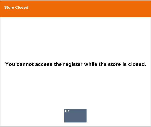 Store Closed Message