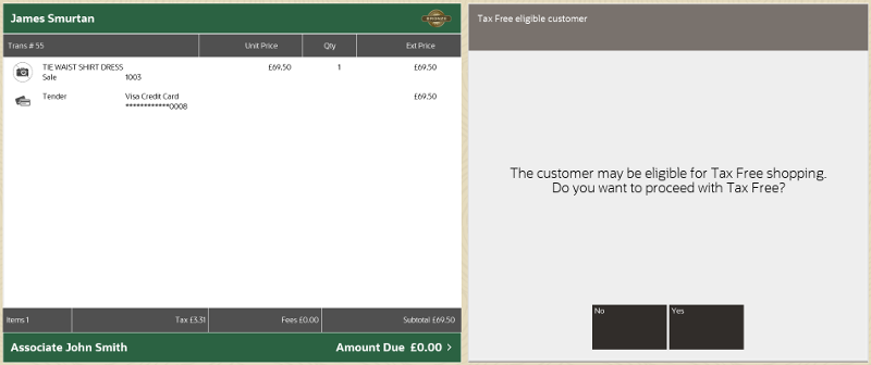 Tax Free Invoice Customer Prompt at Transaction Complete