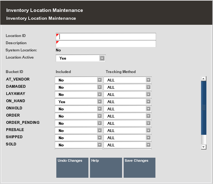 Defining a New Inventory Location