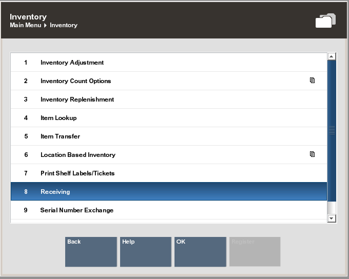 Inventory Menu