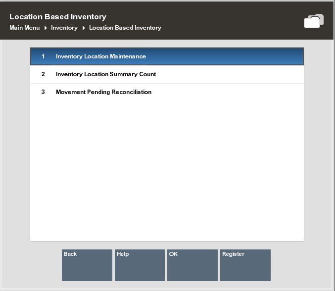 Inventory Location Maintenance Option