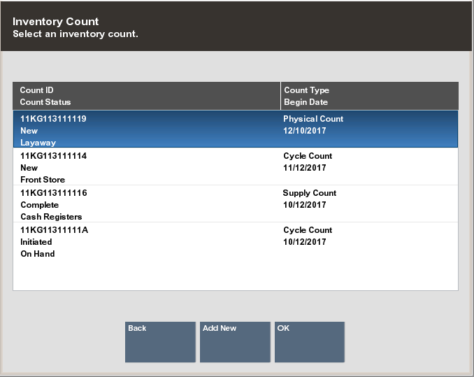 List of Existing Inventory Count Documents