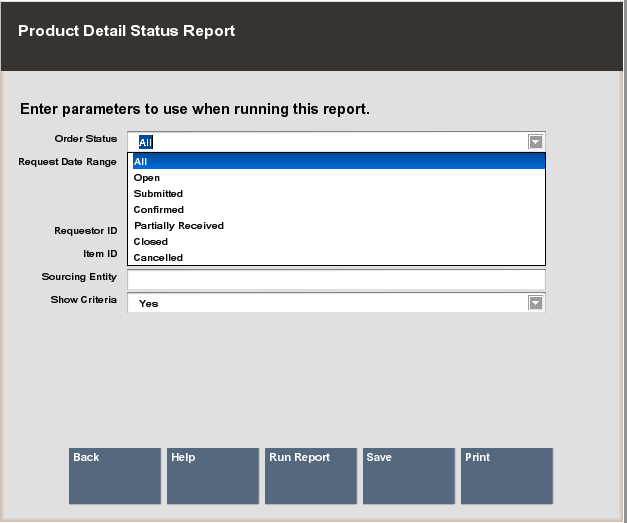 Product Detail Status Report Form