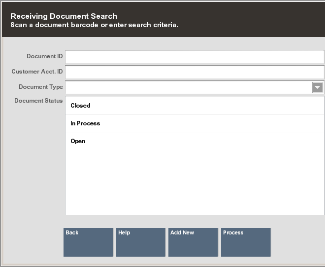 Receiving Document Search Form