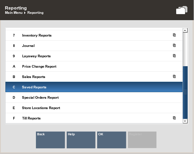 Reporting Menu