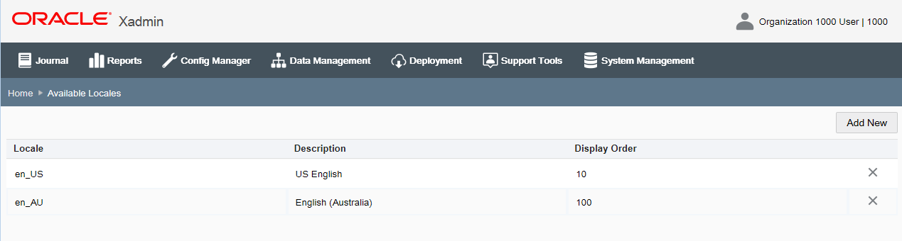 Available Locales Page