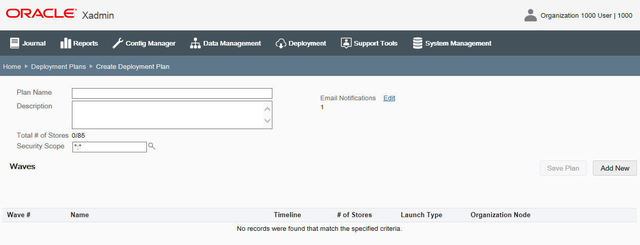 Create Deployment Plan page