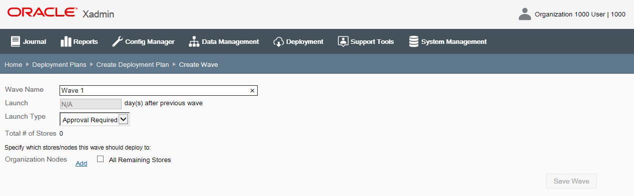 Create Wave page
