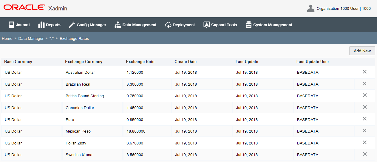 Exchange Rates page