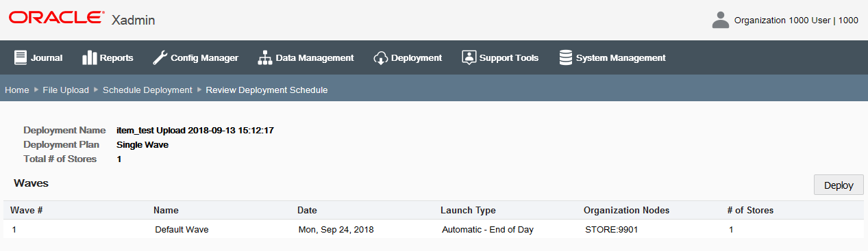 Single Wave: Review Deployment Schedule