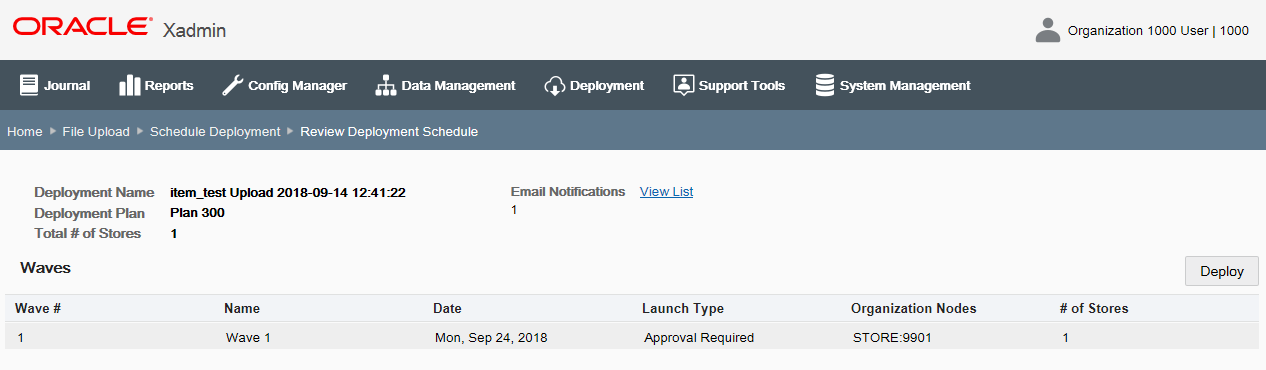 Review Deployment Schedule File Upload