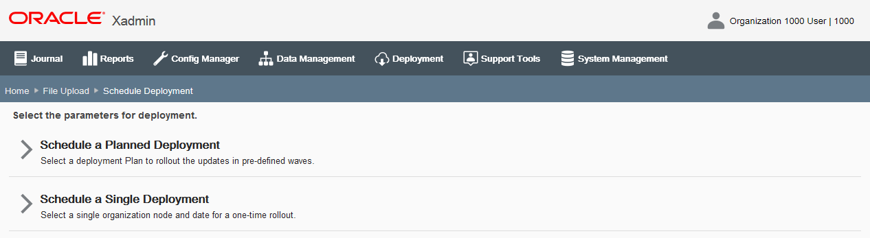 Schedule Deployment page