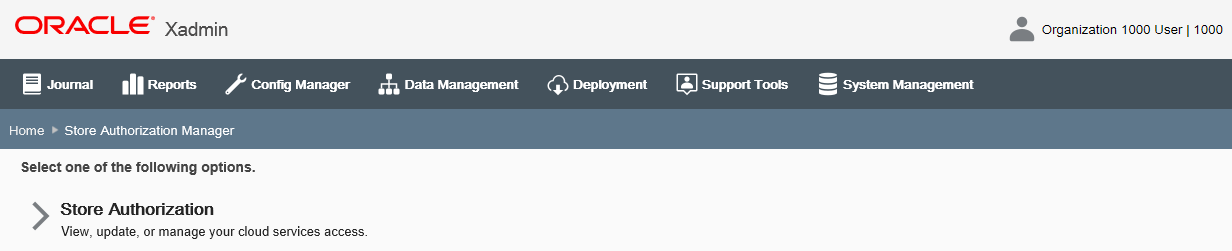 Store Authorization Manager page