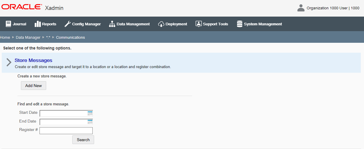 Store Messages page