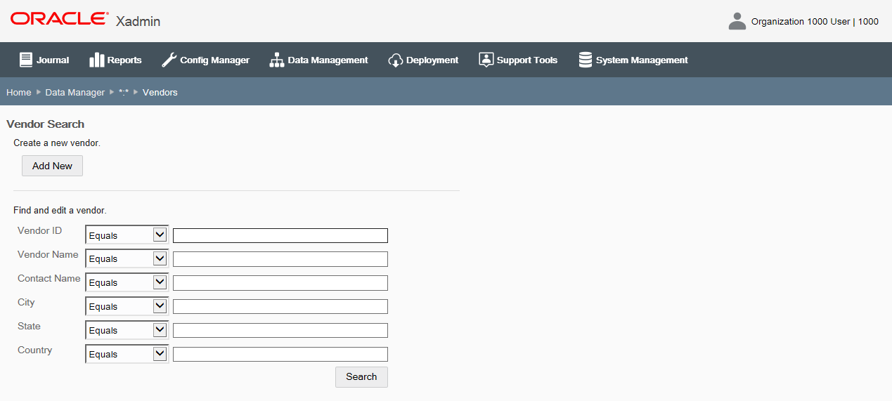 Vendors page