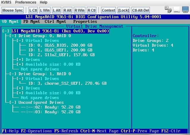 image:Figure of the home screen of the BIOS Configuration                                 utility
