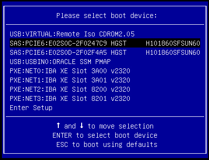 image:Select Boot Device menu in Legacy BIOS mode.