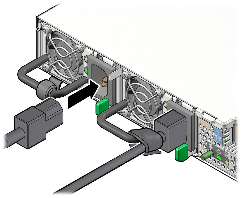 image:An illustration showing the server power cables.