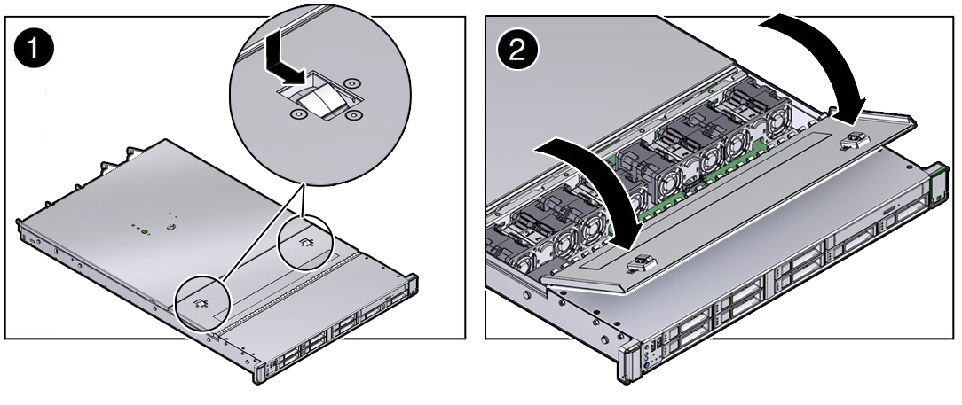 image:Figure showing how to open the server fan door.
