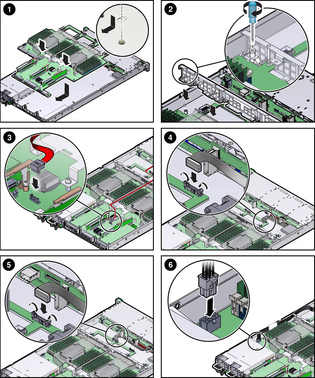 image:Figure showing how to installed the motherboard in to                                         the server.