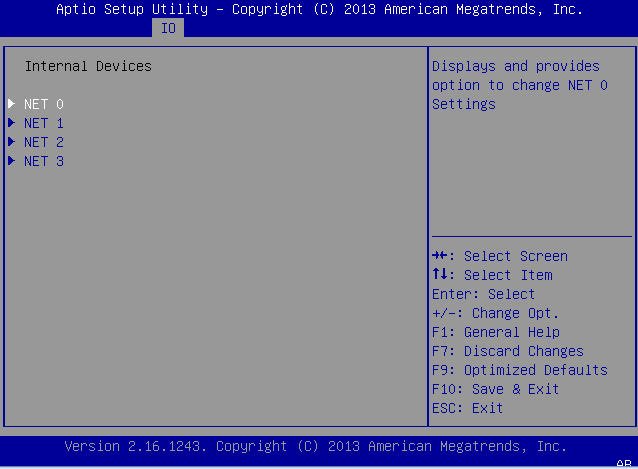 image:This figure shows the BIOS Option ROM settings within the IO                                 Menu.