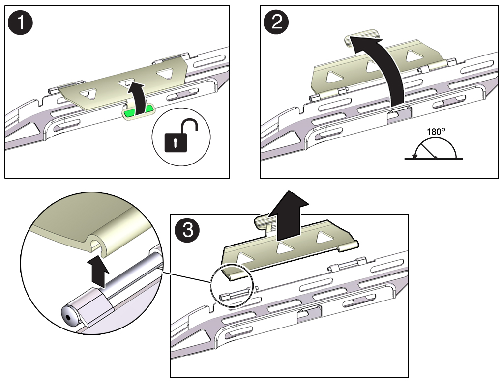 image:Figure showing how to remove the flat cable covers from the                            CMA.