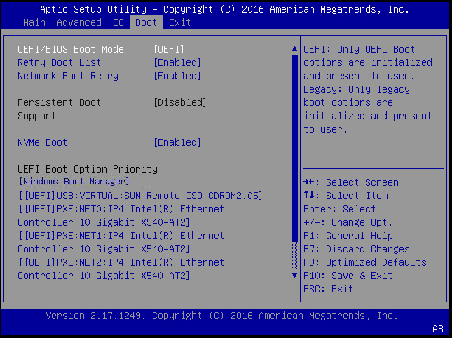 image:Graphic showing UEFI/BIOS UEFI/BIOS Boot mode setting                                 screen.