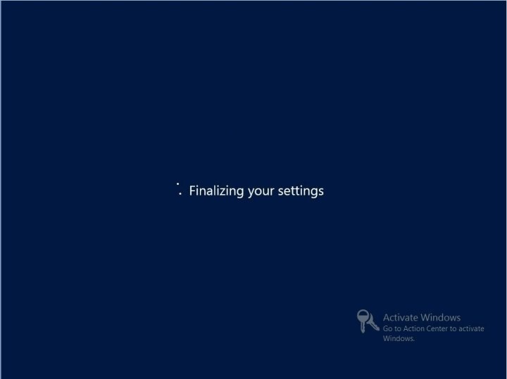 image:The Finalizing your settings screen.