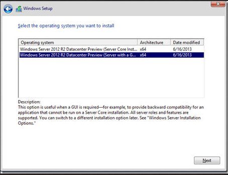 image:Operating system selection screen.