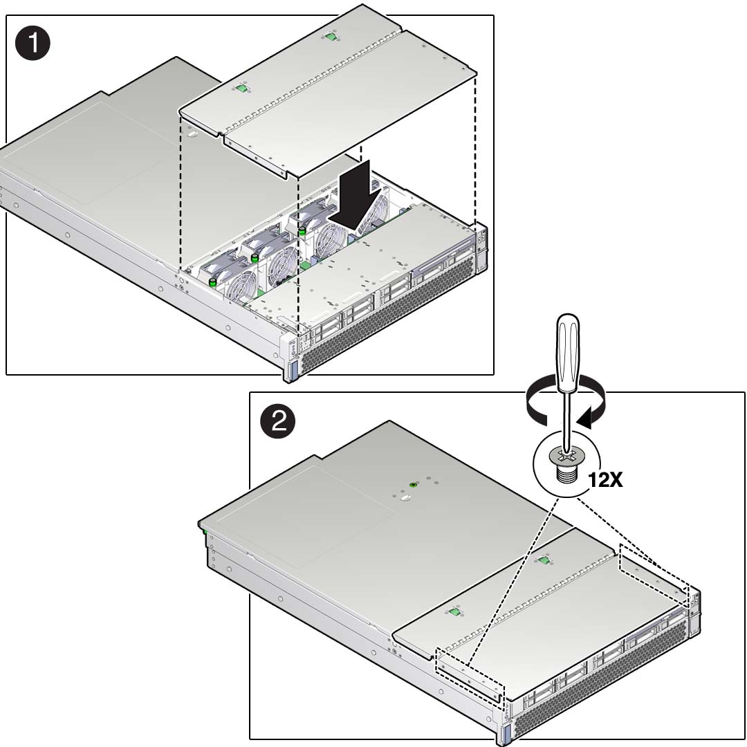 image:Figure showing the installation of the disk cage cover.