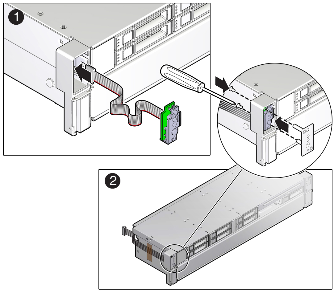image:Figure showing the installation of the left LED indicator                               module.