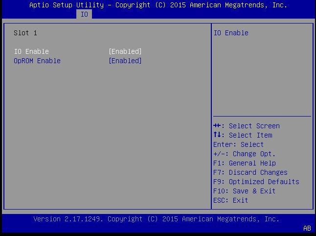 image:This figure shows the IO resource allocation screen within the IO                         Menu.