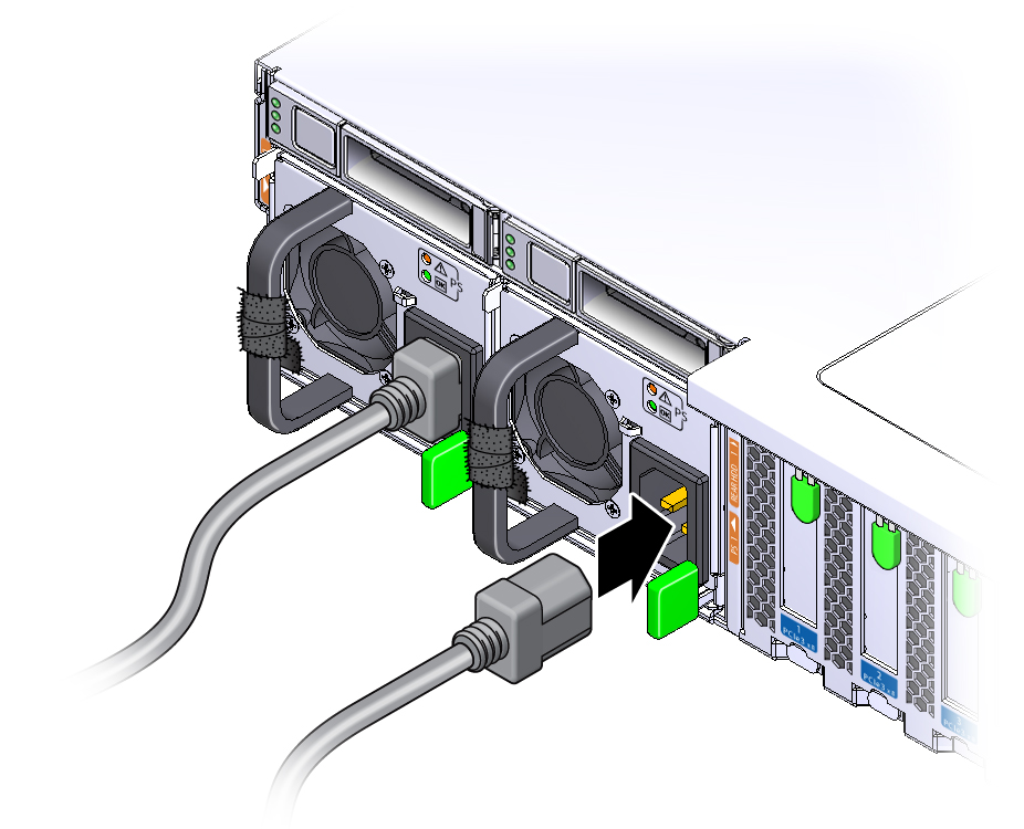 image:Figure showing how to connect the power cords.