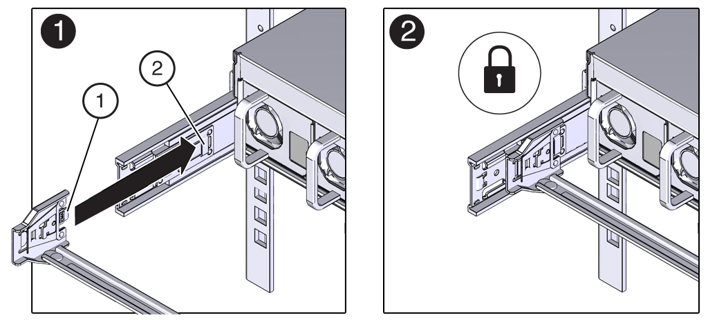 image:Figure showing how to install connector A into the left slide-rail.