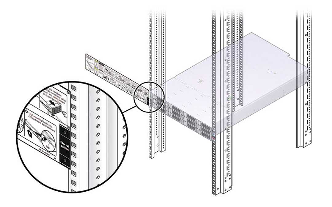 image:Figure showing the installation card being used for rackmount location.