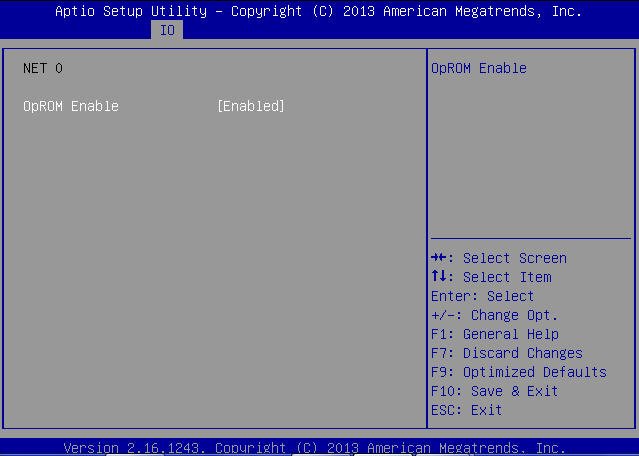 image:This figure shows the BIOS Option ROM settings within the IO                         Menu.