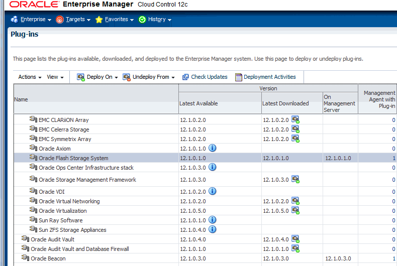 Veirfy Oracle Flash Stoage System Plug-In Installed