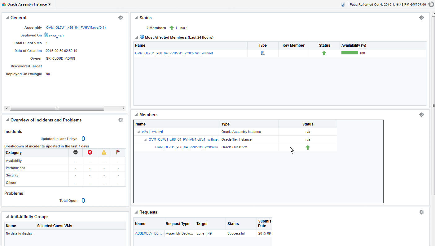 Assembly Instance Page