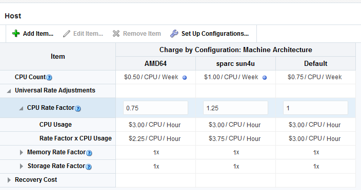 Extended charge plan with target type and item charges set