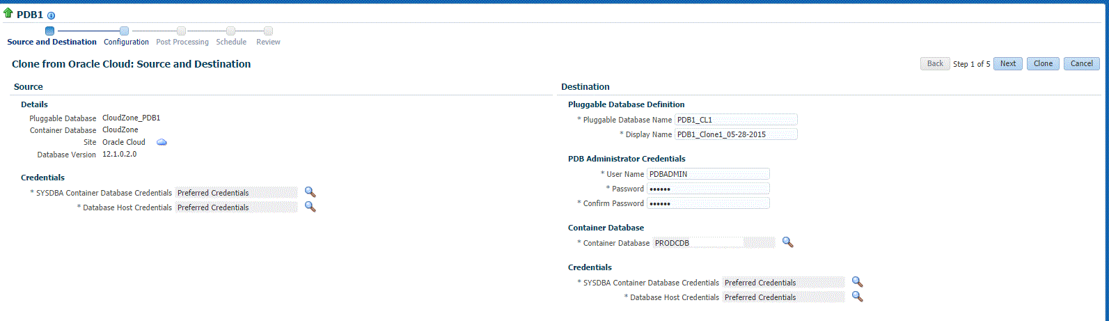 Clone from Cloud source page