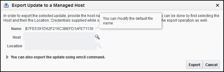 Export Update to a Managed Host