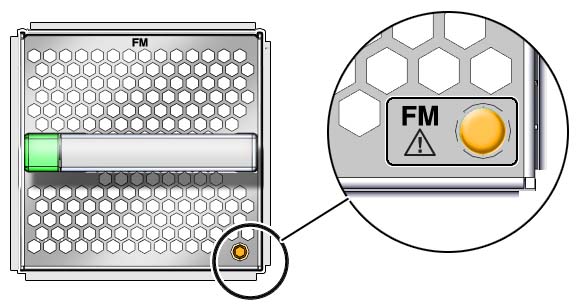 image:ファンモジュールの LED を示す図。