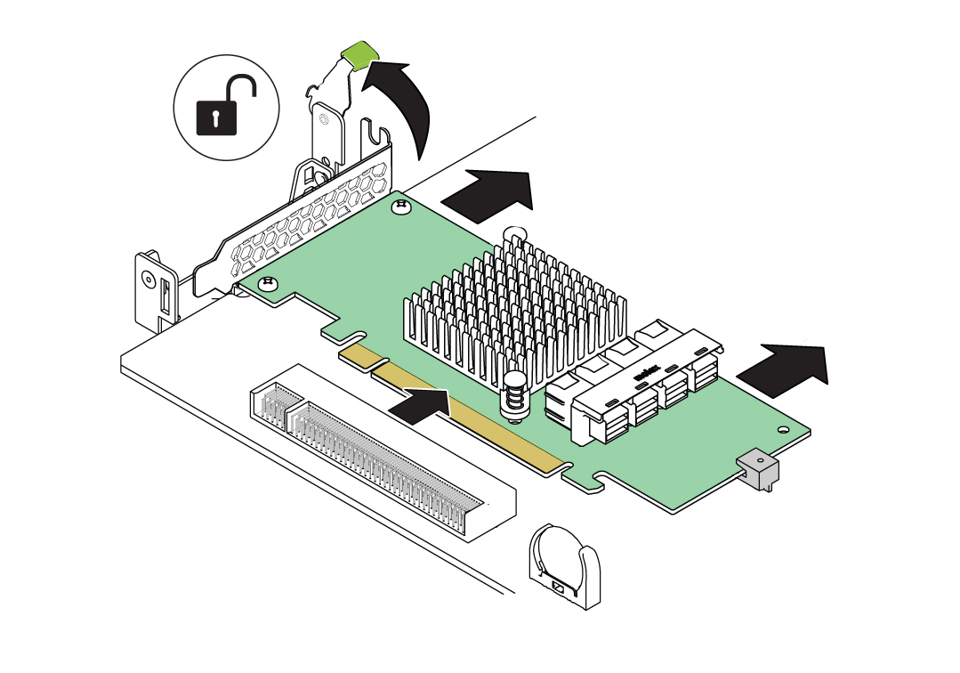 image:NVMe スイッチカードをロック解除する方法を示す図。