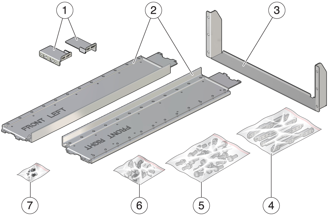 image:表中列出了机架装配工具包中的物品。