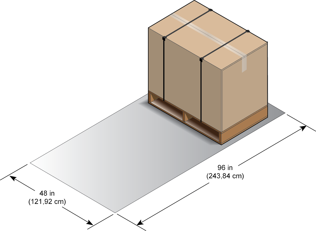 image:Figura que muestra las dimensiones para desembalaje del servidor independiente.