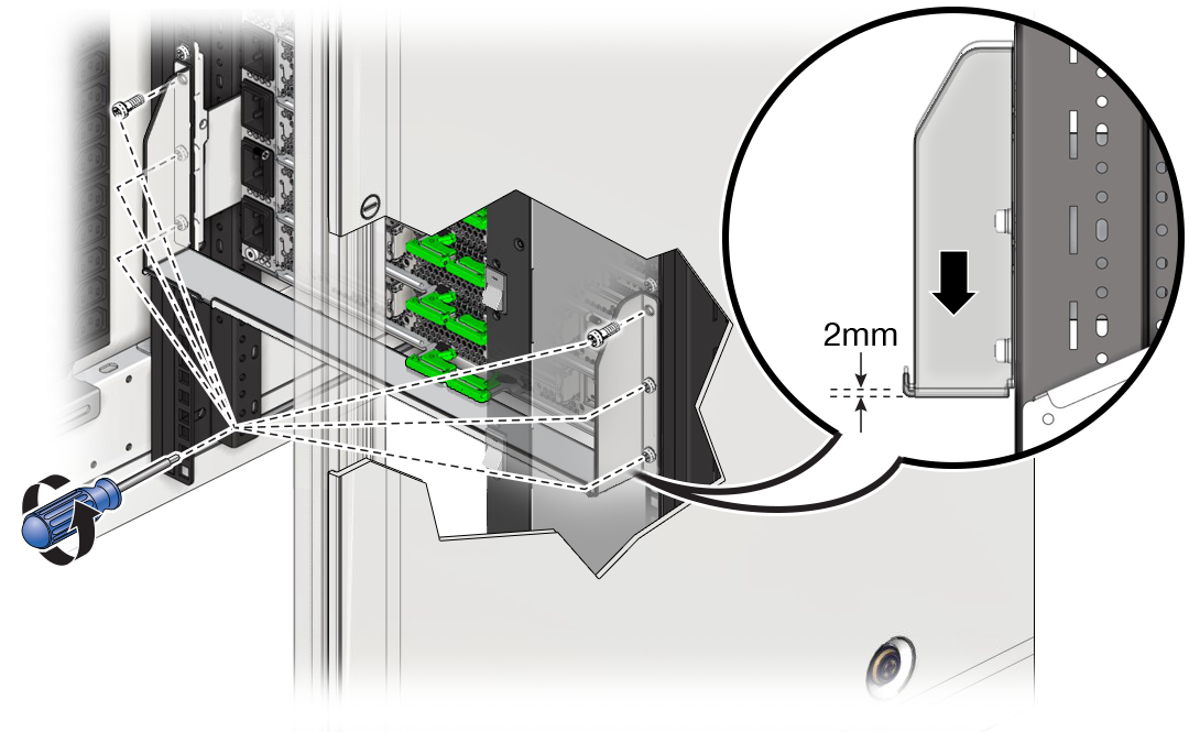 image:Figura en la que se muestra cómo mover hacia abajo el soporte de montaje posterior.
