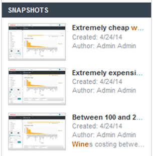 Snapshots panel from the search results