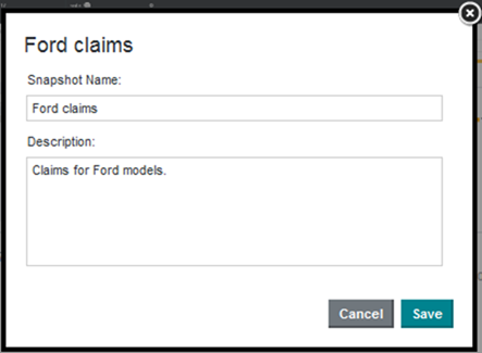 Edit dialog for a snapshot